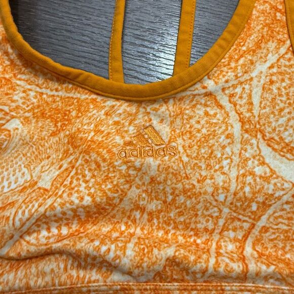 Adidas Women’s Medium Orange Patterned Sports Bra - Picture 2 of 4